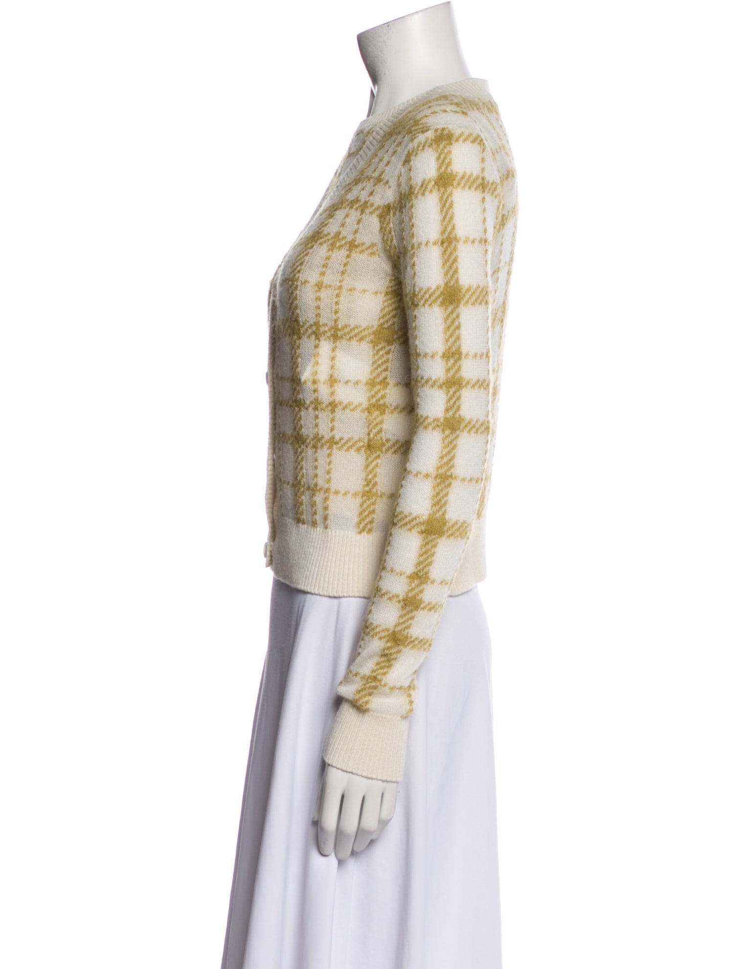 Christian Dior Virgin Wool Plaid Print Sweater